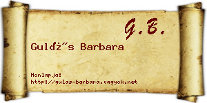 Gulás Barbara névjegykártya